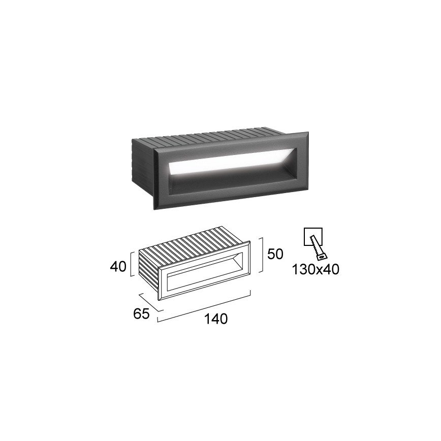 LED zunanja vgradna svetilka FLIK LED/3W/230V IP65 antracit