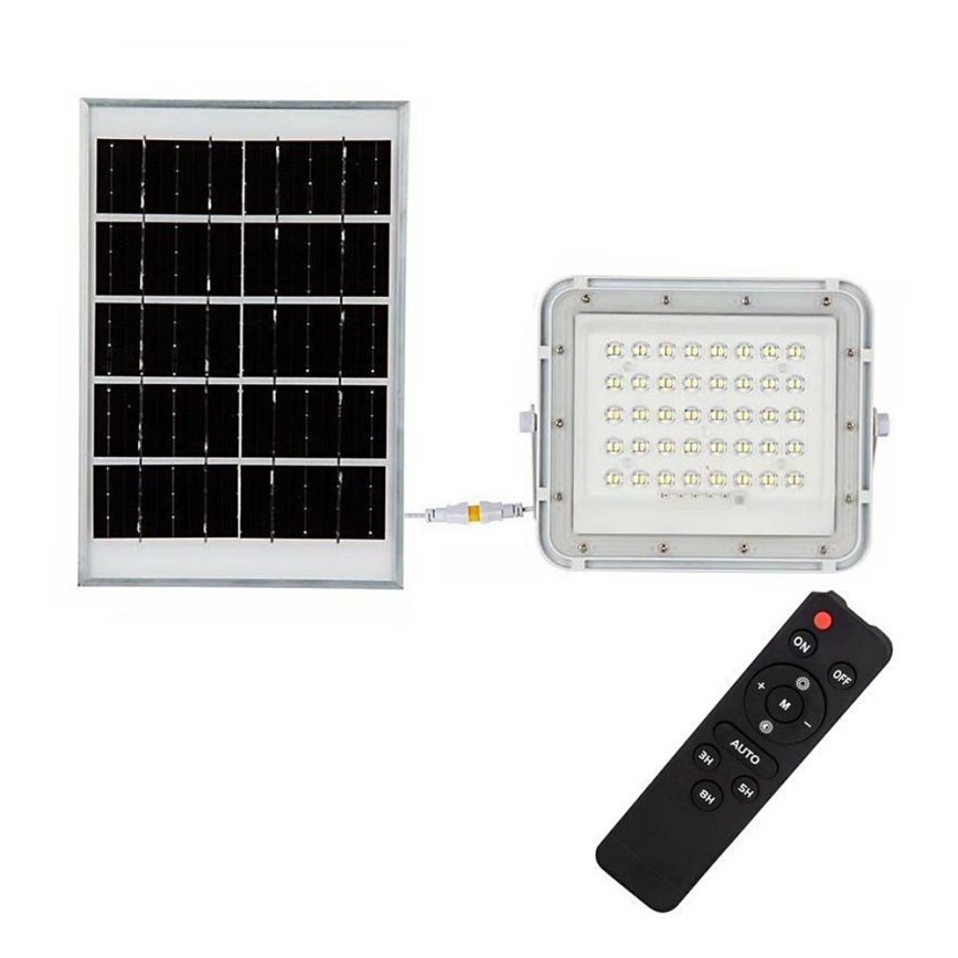LED Zunanja zatemnitvena solarna reflektor LED/10W/3,2V IP65 4000K 6000 mAh bela + Daljinski upravljalnik