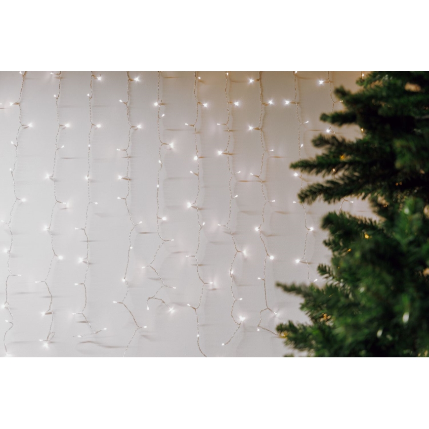 LED zunanja zavesa CURTAIN 480xLED/8,4W/230V 3x3 m IP44 hladna bela