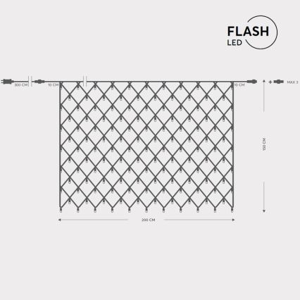 LED Zunanja  zavesa NET 240xLED/7,2W/230V 1,5x2 m IP44 topla bela