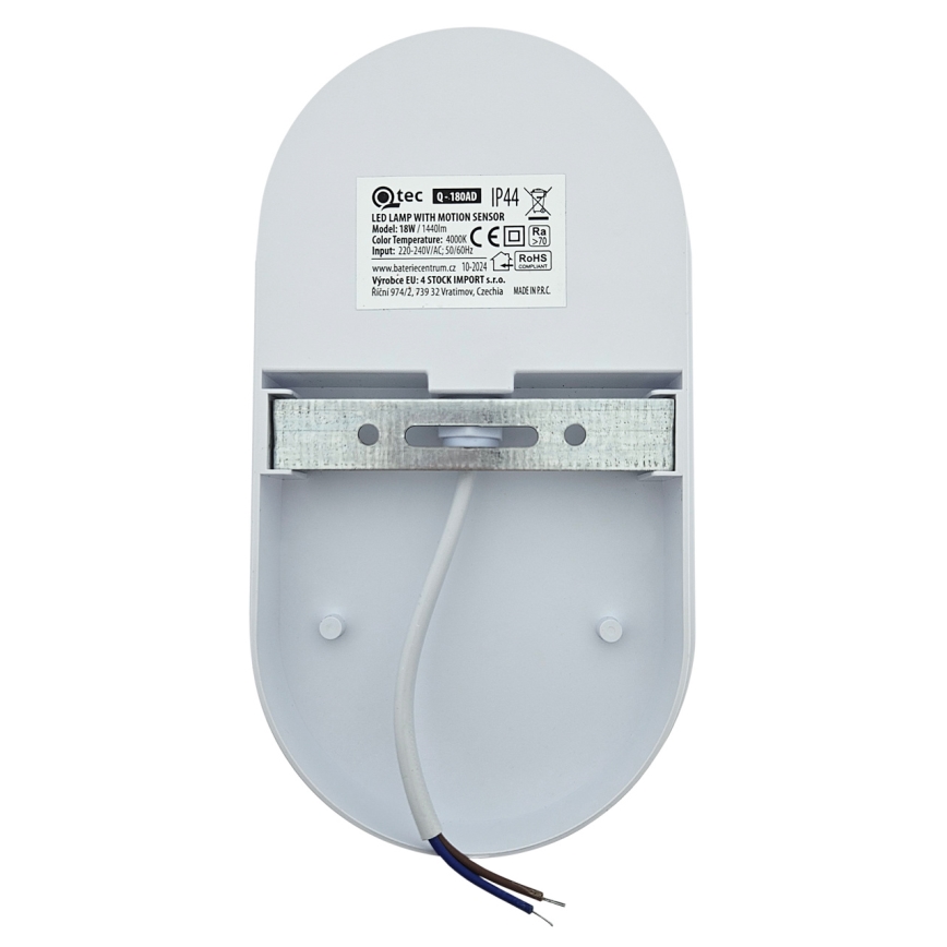 LED zunanje stensko svetilo s senzorjem gibanja LED/18W/230V IP44 antracit