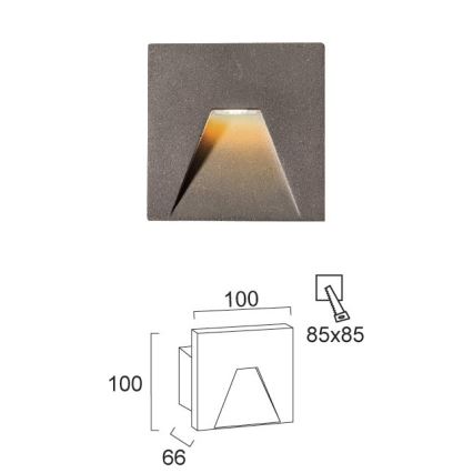 LED zunanje vgradno svetilo SPACE LED/4W/230V IP65 siva