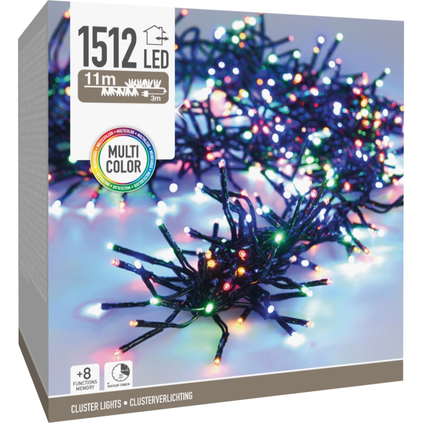 LED zunanji božični niz 1512xLED/230V/8 funkcij 14 m IP44 večbarven