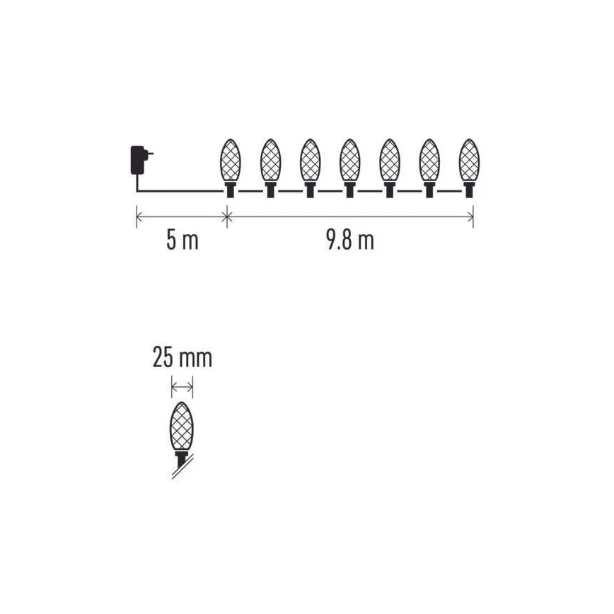 LED zunanji božični niz 50xLED/8 funkcij 14,8 m IP44 hladna bela