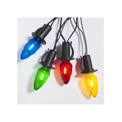 LED zunanji božični niz CONE FILAMENT 20xE10 19m barvna/topla bela IP44, Izdelano na Češkem