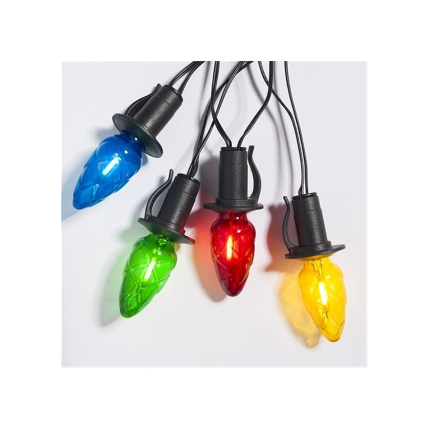 LED zunanji božični niz CONE FILAMENT 20xE10 19m barvna/topla bela IP44, Izdelano na Češkem