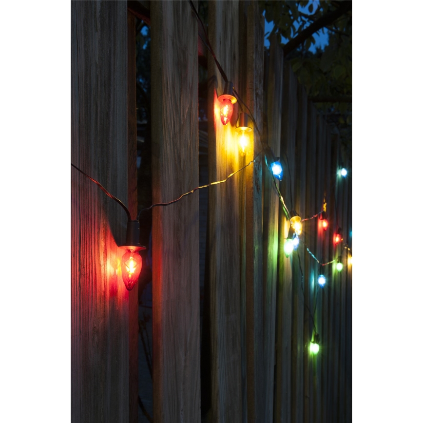 LED zunanji božični niz CONE FILAMENT 20xE10 19m barvna/topla bela IP44, Izdelano na Češkem