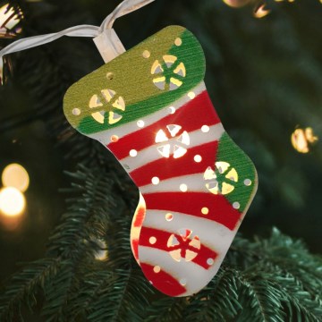 LED zunanji božični svetlobni niz 10xLED/2xAA 1,65 m IP44 topla bela, v obliki nogavic