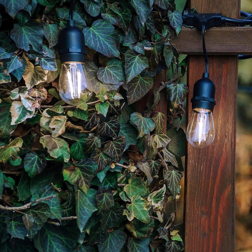 LED zunanji dekorativni niz 10xE27/1W/230V 6,44 m IP44 črna