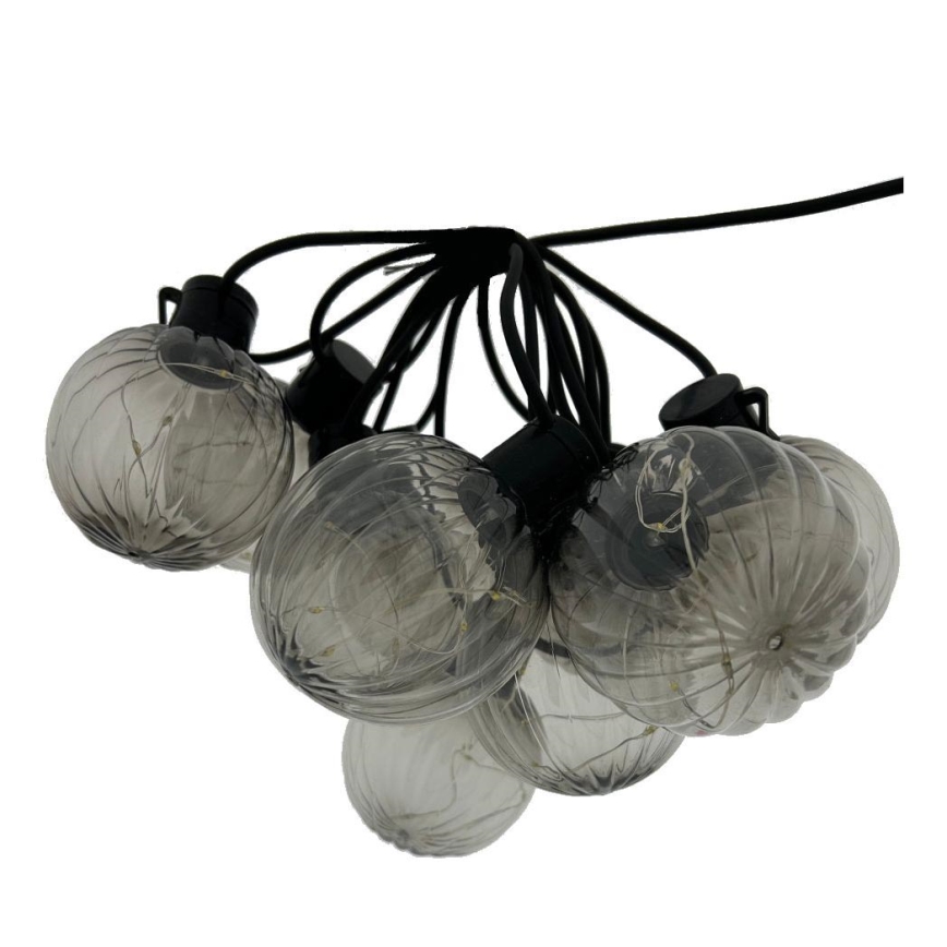 LED zunanji dekorativni niz 10xLED/0,15W/230V 6,8 m IP44 črna/dimna