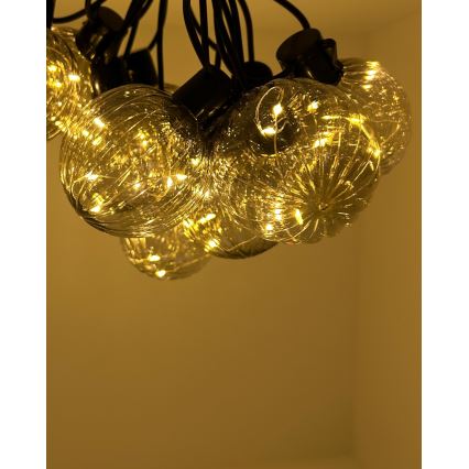LED zunanji dekorativni niz 10xLED/0,15W/230V 6,8 m IP44 črna/dimna