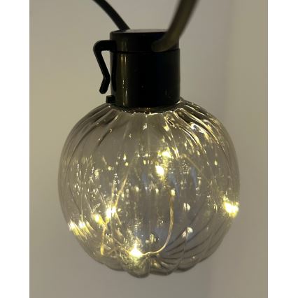 LED zunanji dekorativni niz 10xLED/0,15W/230V 6,8 m IP44 črna/dimna