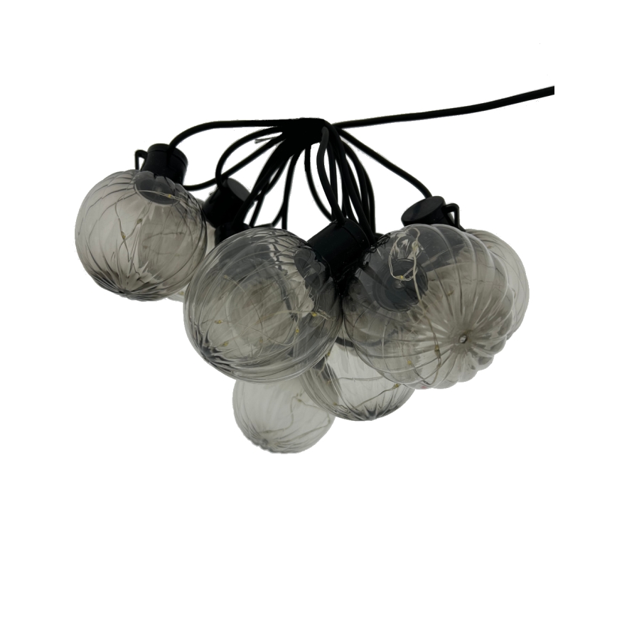 LED zunanji dekorativni niz 10xLED/0,15W/230V 6,8 m IP44 črna/dimna