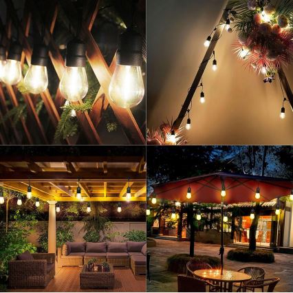 LED zunanji dekorativni niz 15xE27/1W/230V 15,94 m IP44 črn