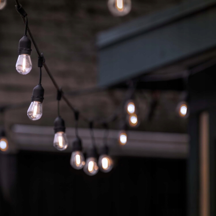 LED zunanji dekorativni niz 15xE27/1W/230V 15,94 m IP44 črn