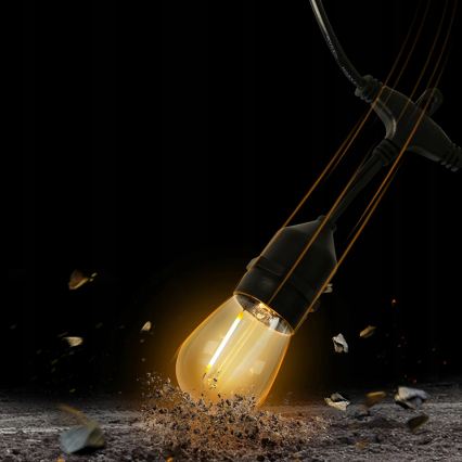 LED zunanji dekorativni niz 15xE27/1W/230V 15,94 m IP44 črn