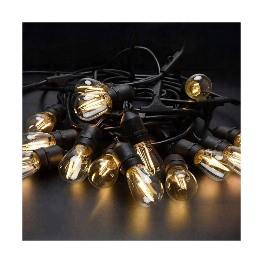 LED zunanji dekorativni niz 20xE27/1W/230V 11,44 m IP44 črna