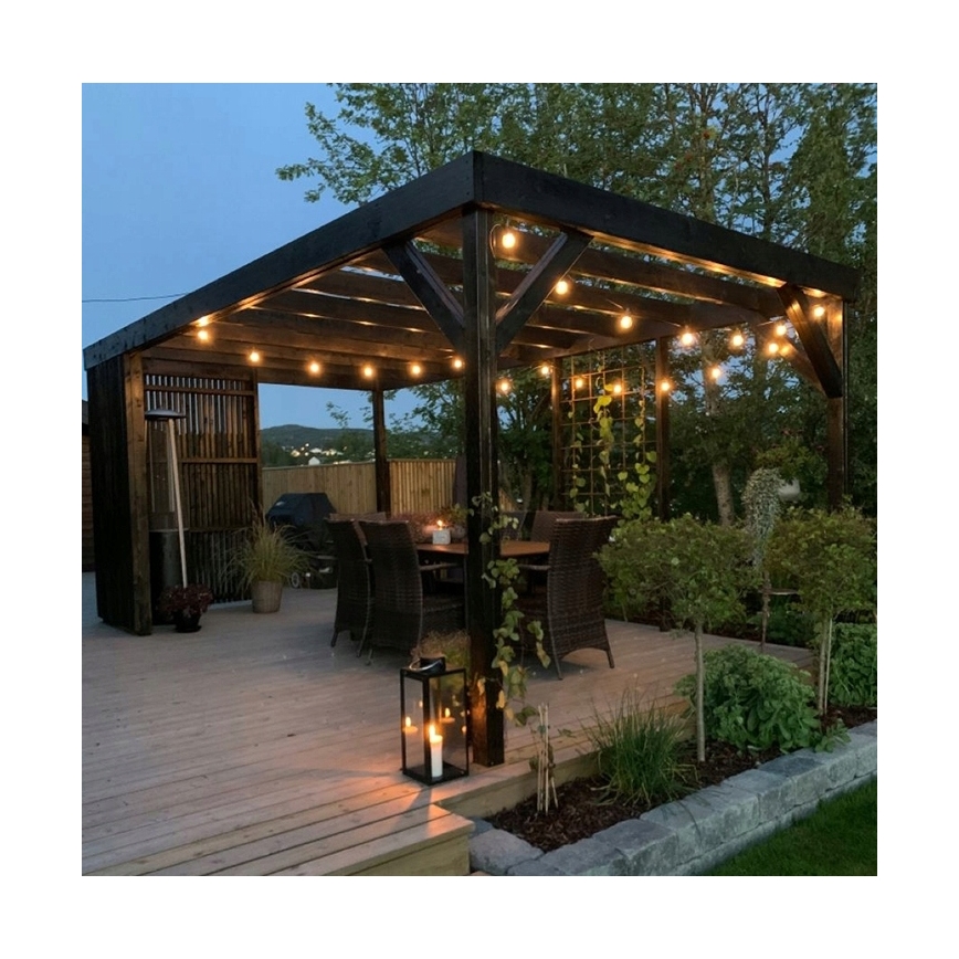 LED zunanji dekorativni niz 20xE27/1W/230V, 20,94 m, IP44, črna