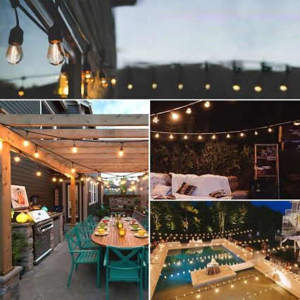 LED zunanji dekorativni niz 5xE27/1W/230V 5,94 m IP44 črna