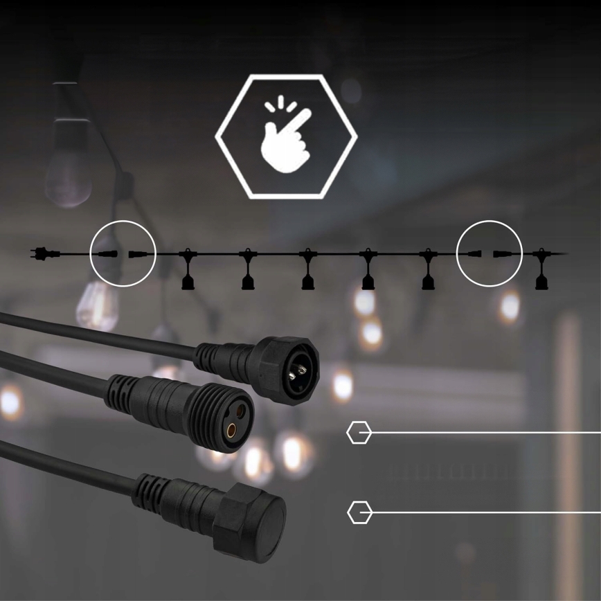 LED zunanji dekorativni niz 5xE27/1W/230V 5,94 m IP44 črna