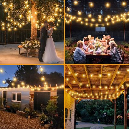 LED zunanji dekorativni niz luči 20xE12/1W/230V 20 m IP65 črn