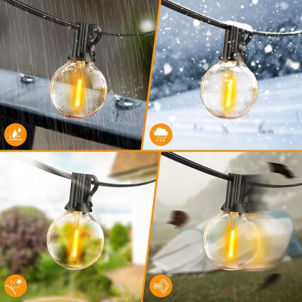 LED zunanji dekorativni niz luči 20xE12/1W/230V 20 m IP65 črn