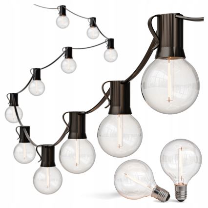 LED Zunanji dekorativni svetlobni niz 25xE12/1W/230V 17,5 m IP65 črna