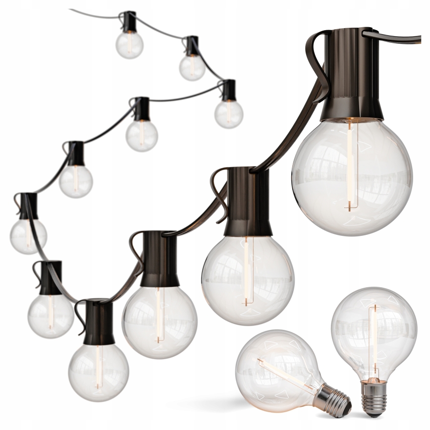 LED Zunanji dekorativni svetlobni niz 25xE12/1W/230V 17,5 m IP65 črna