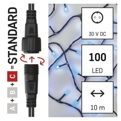 LED zunanji niz 100 LED, 10 m, IP44, modra
