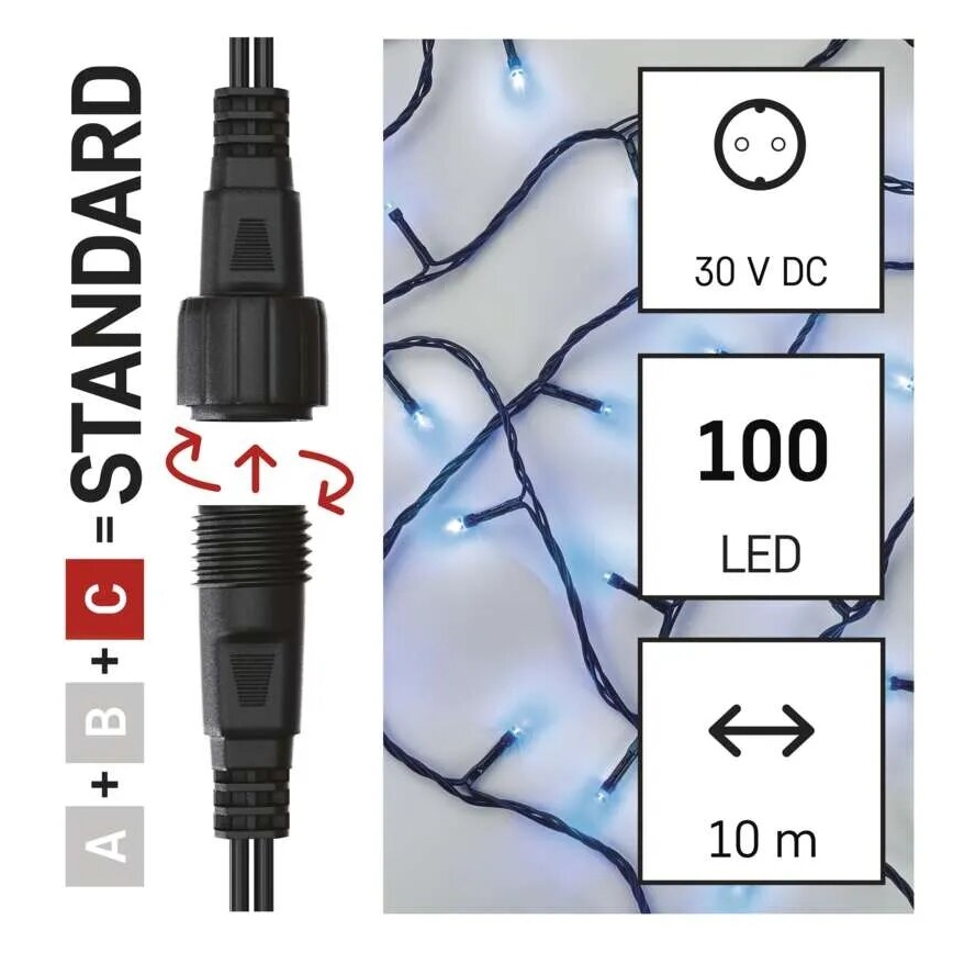 LED zunanji niz 100 LED, 10 m, IP44, modra