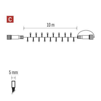 LED zunanji niz 100 LED, 10 m, IP44, modra