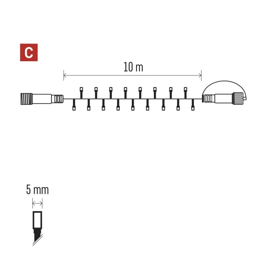 LED zunanji niz 100 LED, 10 m, IP44, modra