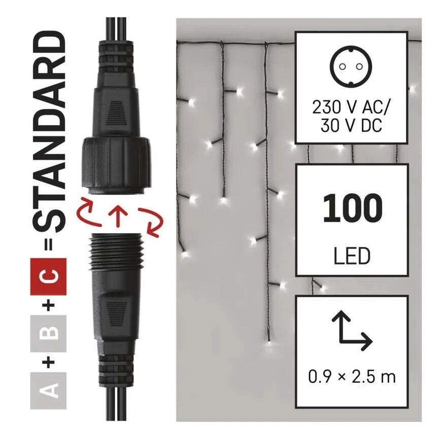 LED zunanji niz 100xLED/2,5x0,9m IP44 hladna bela