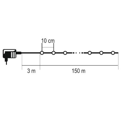 LED zunanji niz 1500xLED/230V 8 funkcij 153 m IP44 topla bela + daljinski upravljalnik