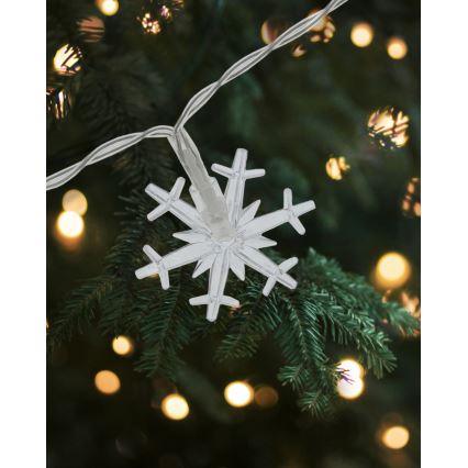 LED zunanji niz 20×LED/2×AA, 2,2 m, IP44, topla bela, snežinke