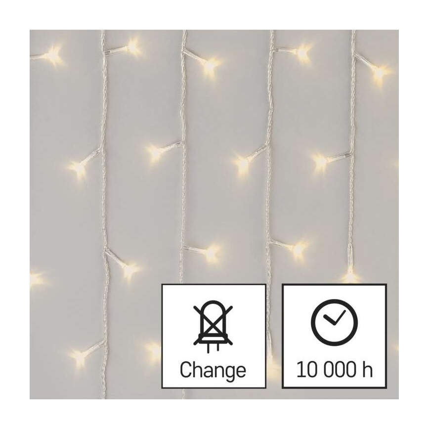 LED zunanji niz 300 LED/8 načinov, 10 m, IP44, topla bela + daljinski upravljalnik