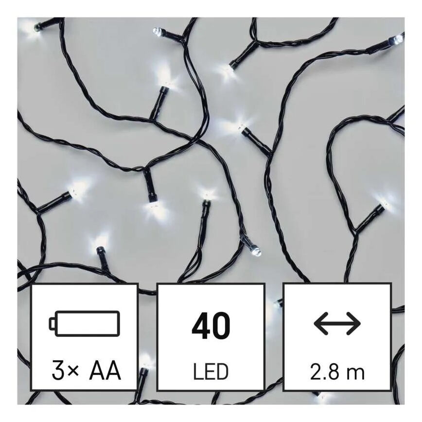 LED Zunanji  niz 40xLED/3xAA 3,3m IP44 hladno bela