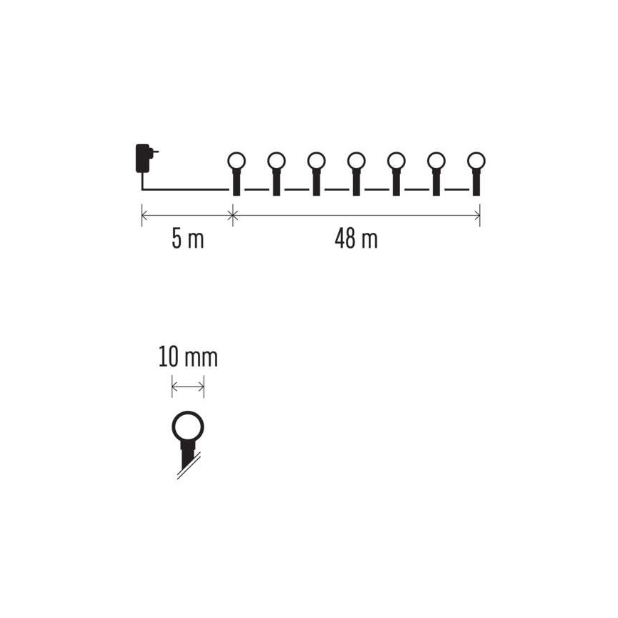 LED zunanji niz 480 LED/53 m, IP44, večbarven
