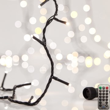 LED Zunanji  niz CLUSTER 200xLED/8 funkcij 2,1 m IP44 topla bela + daljinski upravljalnik