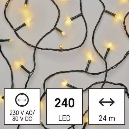 LED zunanji okrasni niz, 240 LED, 8 načinov, 29 m, IP44, topla bela