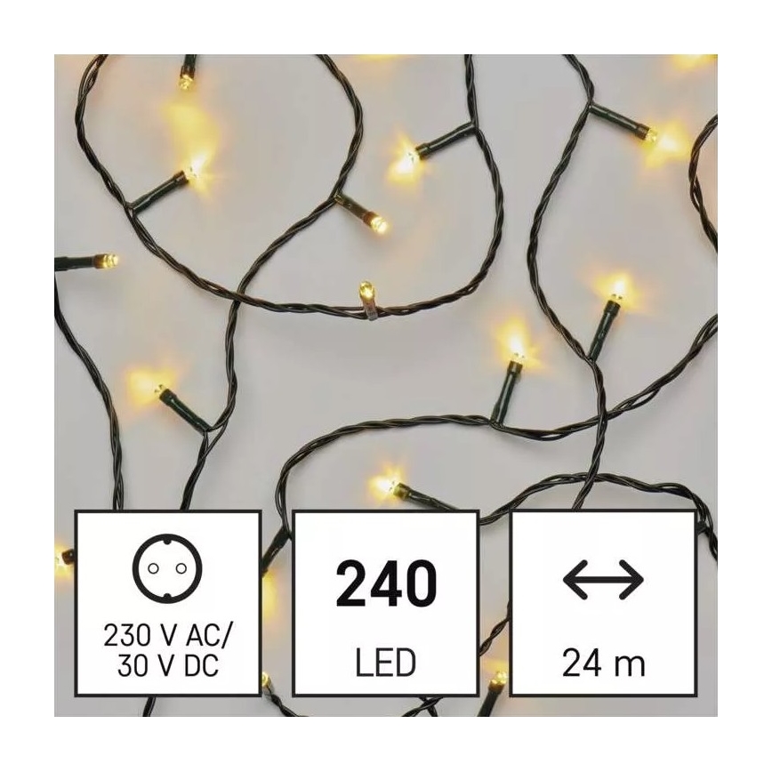 LED zunanji okrasni niz, 240 LED, 8 načinov, 29 m, IP44, topla bela