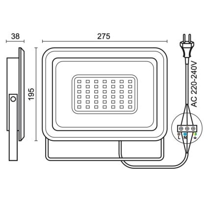 LED Zunanji reflektor LED/100W/230V 4000K IP65 črna