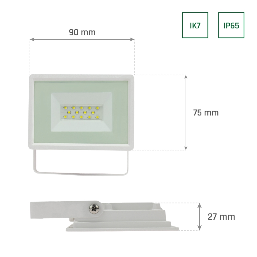 LED Zunanji reflektor NOCTIS LUX 3 LED/10W/230V 3000K IP65 bela