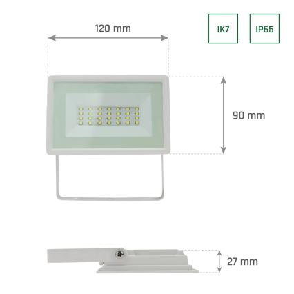 LED Zunanji reflektor NOCTIS LUX 3 LED/20W/230V 4000K IP65 bela