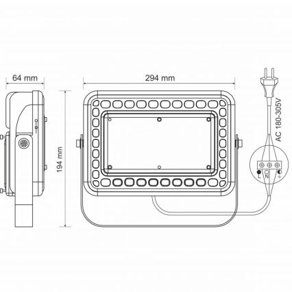 LED Zunanji reflektor PROFI LED/100W/180-305V IP65