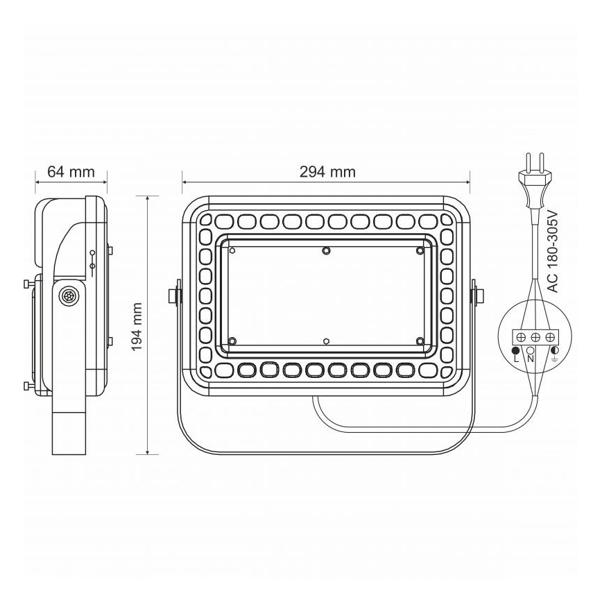 LED Zunanji reflektor PROFI LED/100W/180-305V IP65