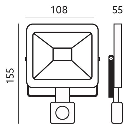 LED Zunanji reflektor s senzorjem LED/10W/230V 6500K IP44