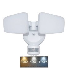 LED Zunanji reflektor s senzorjem LED/24W/230V 3000/4000/6000K IP54 bela