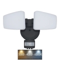 LED Zunanji reflektor s senzorjem LED/24W/230V 3000/4000/6000K IP54 črna