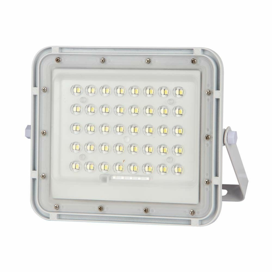 LED Zunanja zatemnitvena solarna reflektor LED/10W/3,2V IP65 4000K 6000 mAh bela + Daljinski upravljalnik